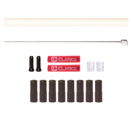 Clarks Universal S/S Front & Rear Gear Cable Kit w/SP4 White Outer Casing - W8009W - Aerolux
