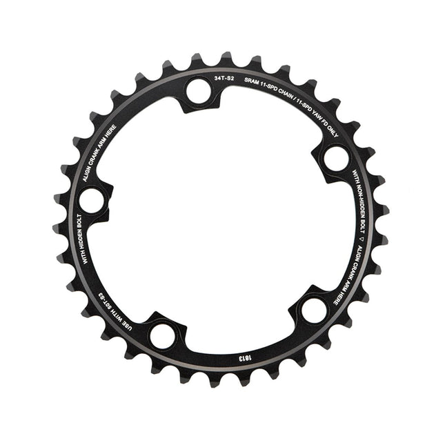 SRAM Chain Ring Road Red22/Force22/Rival22 X - Glide R 34T Yaw 11 Speed S2 110 Alum 3mm Blast Black (50 - 34) - CRS010008 - Aerolux