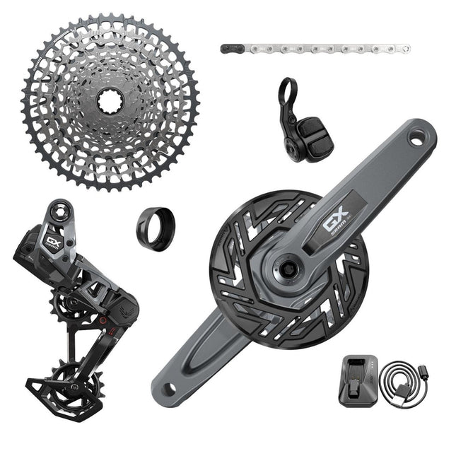 SRAM GX T - Type Eagle E - MTB Brose Transmission AXS Groupset (RD W/Battery/Charger/Cord, EC Pod, FC GX Brose ISIS 160 W/Cap, CR T - Type 36T, Clip - On Guard, CN 126L, CS XS - 1275 10 - 52T) - SGS8282000 - Aerolux