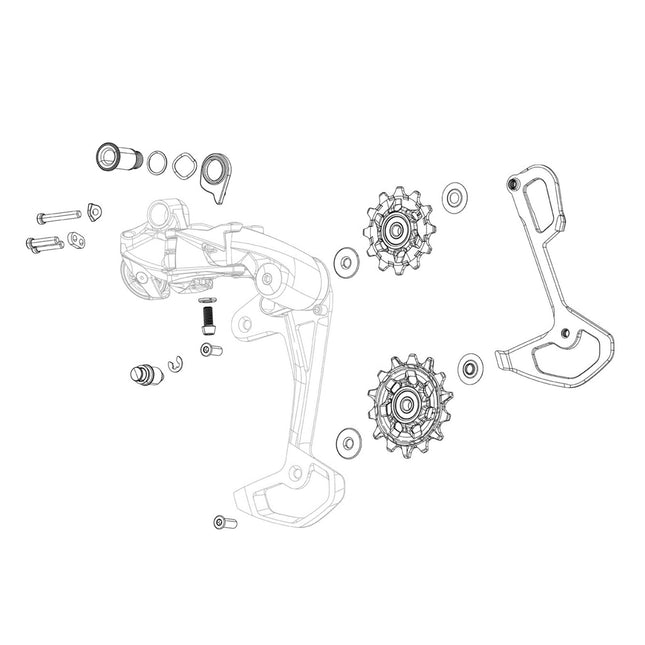 SRAM Rear Derailleur Carbon Inner Cage Red AXS E1 Including Titanium Screws - SSP8109001 - Aerolux