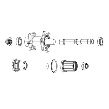 Sram Spare - Wheel Spare Parts Kit Complete Axle Assembly Includes Axle,Threaded Lock Nuts and End Caps) - MTH - 746 Cassette Rear - S8027000 - Aerolux