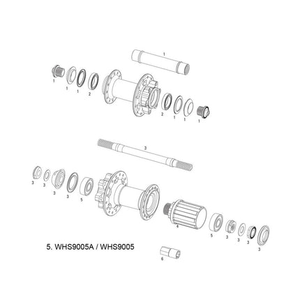 Sram Spare - Wheel Spare Parts Kit Hub Bearings X - 9 V2 Rear 1 - 6803/61803, 1 - 6000 - WHS9005A - Aerolux