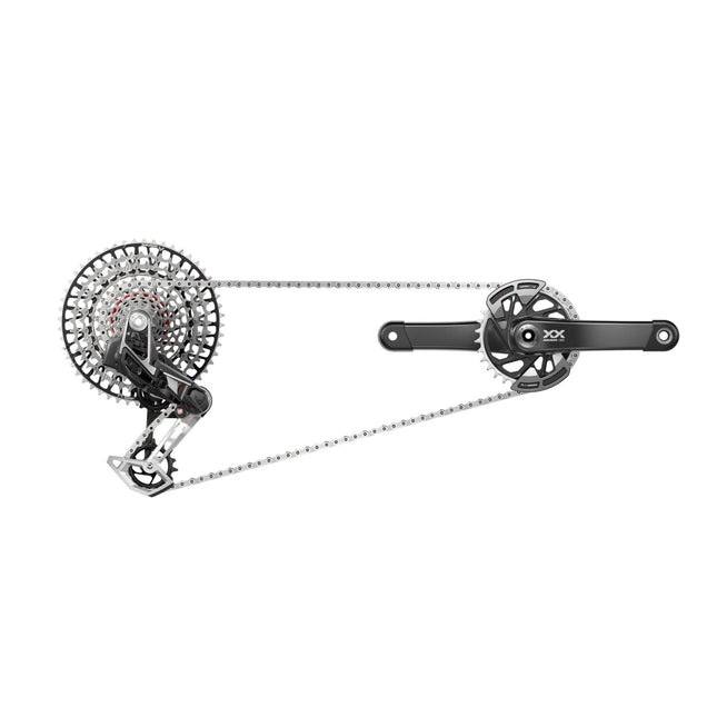 SRAM XX T - Type Eagle Transmission Powermeter AXS Groupset (RD W/Battery/Charger/Cord, EC Pod ULT, PM XX Spindle Q174 55mm Chainline DUB MTB Wide W/DM 32T CR W/2 Guards, CN 126L, CS XS - 1297 10 - 52T) 2023 2023 - SGS8167003 - Aerolux