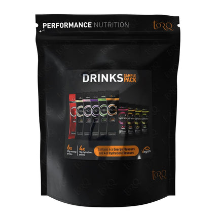 TORQ Sample†Pouch Pack 10 Energy & Hydration Drinks (6 x Energy, 4 x Hydration) - TQENESAMPLE10 - Aerolux